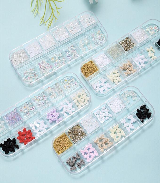 Hộp charm nơ, ngọc trai nửa trang trí móng tay nail 12 Hộp charm nơ, ngọc trai nửa trang trí móng tay nail 12